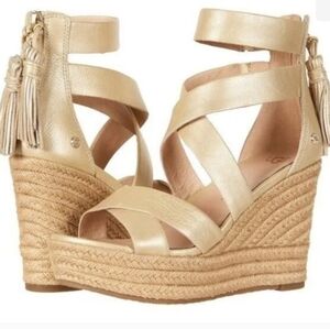 UGG Women's Beige Wedge Sandals 7.5